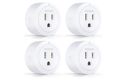 4 enchufes inteligentes con conexión Wi-Fi, temporizador pequeño compatible con Alexa Google Home IFTTT, no requiere concentrador, controla tus dispositivos desde cualquier lugar