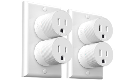 Amysen Wi-Fi enchufe inteligente, pequeño, no requiere hub, controla tus dispositivos desde cualquier lugar, funciona con Alexa y Google Assistant, Mini Smart Plug