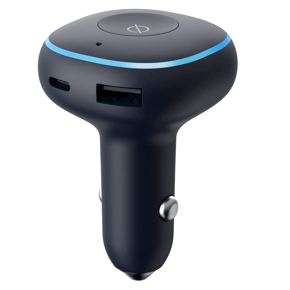 Cargador de coche USB-A/USB-C de doble puerto con Alexa integrado, USB-C PD 3.0/QC 4.0+ y adaptador de coche USB-A QC 3.0 para Apple, Android y Google Phones y tabletas