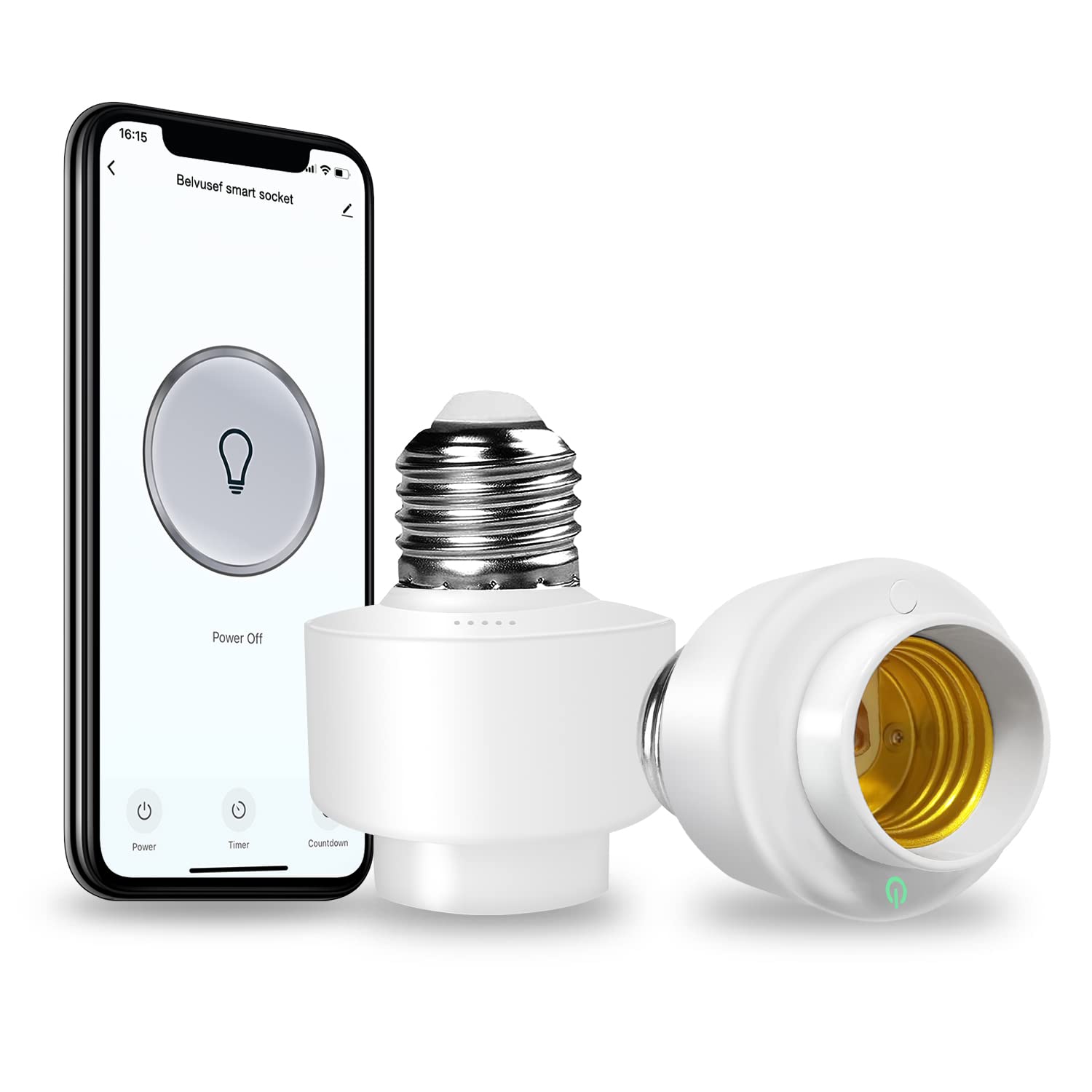 Enchufe de bombilla inteligente, adaptador de bombilla WiFi E26/E27 compatible con Alexa 