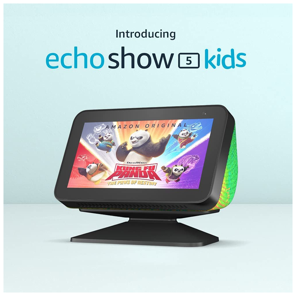 Echo Show 5 (2.ª generación) Kids con soporte ajustable | Camaleón